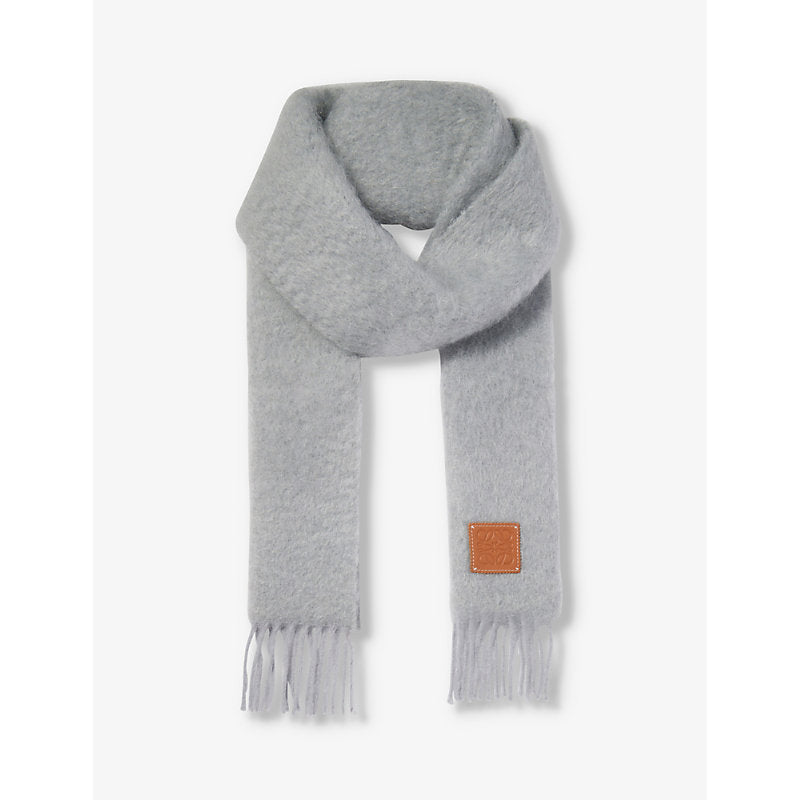  Loewe Anagram brushed mohair wool-blend knitted scarf 185cm x 23cm