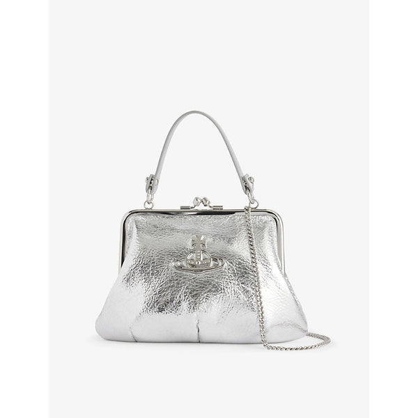 Vivienne Westwood Frame metallic faux-leather top-handle bag