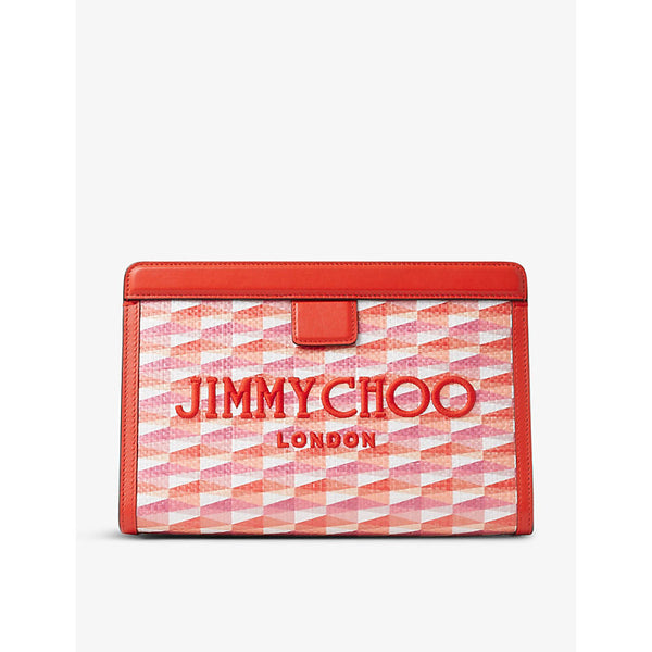  Jimmy Choo Avenue canvas and leather pouch