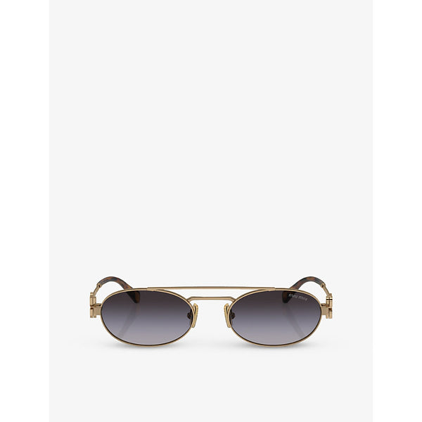 Womens Miu Miu MU 54ZS oval-frame metal sunglasses