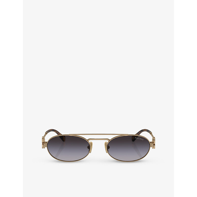 Womens Miu Miu MU 54ZS oval-frame metal sunglasses