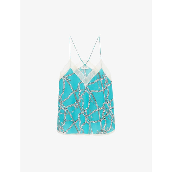 Zadig&Voltaire Christy chain-print lace-embroidered silk cami