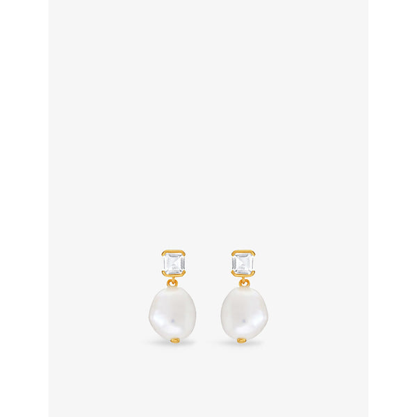 V By Laura Vann Bella 18ct yellow gold-plated vermeil recycled sterling-silver baroque pearl and topaz drop earrings