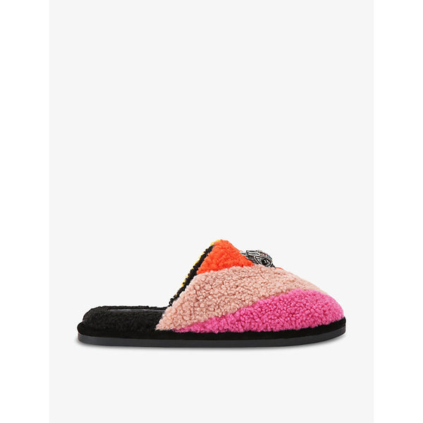 Kurt Geiger London Kensington striped faux-shearling slippers