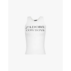  Cowboys Of Habit J'adore Cowboys logo-print stretch-cotton top