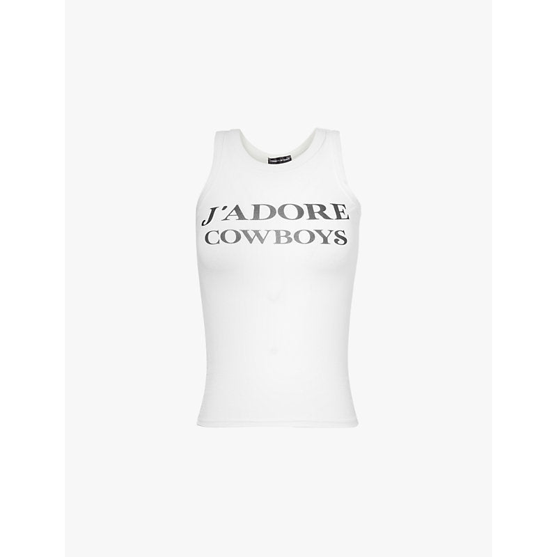  Cowboys Of Habit J'adore Cowboys logo-print stretch-cotton top