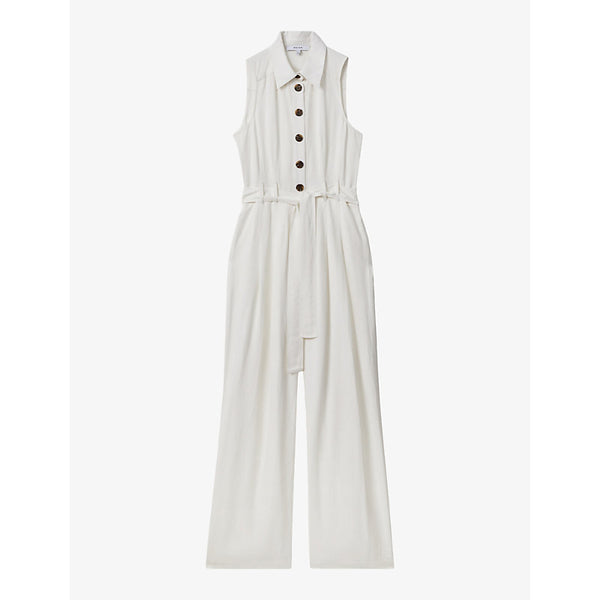 Reiss Perla belted woven jumpsuit