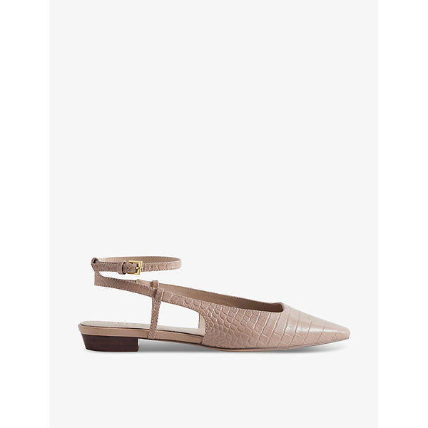 Reiss Freya croc-effect leather ballet flats