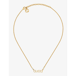  Gucci Logo-script glass-pearls gold-toned metal necklace