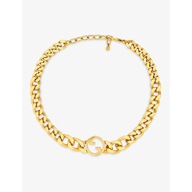  Gucci Blondie interlocking-G gold-toned metal necklace