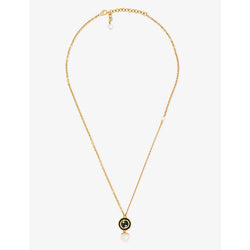 Gucci Blondie black-enamel interlocking-G and pearl gold-toned metal necklace