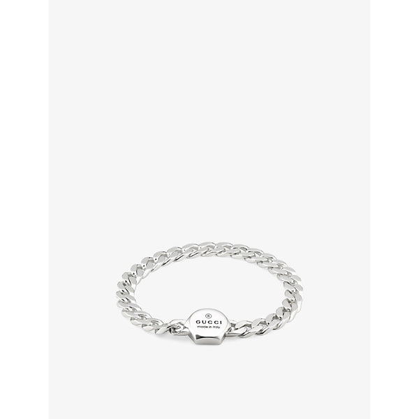  Gucci Trademark logo-engraved sterling silver bracelet