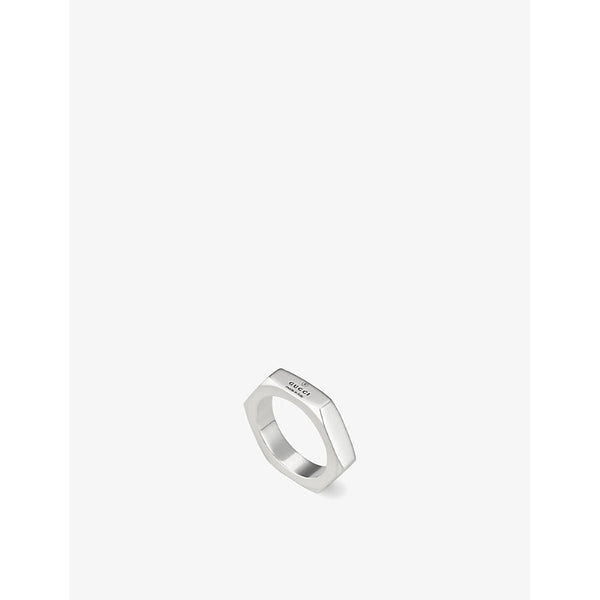 Gucci Trademark logo-embossed sterling-silver ring