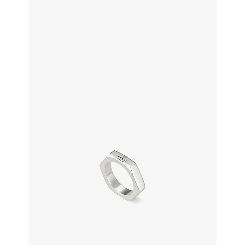 Gucci Trademark logo-embossed sterling-silver ring