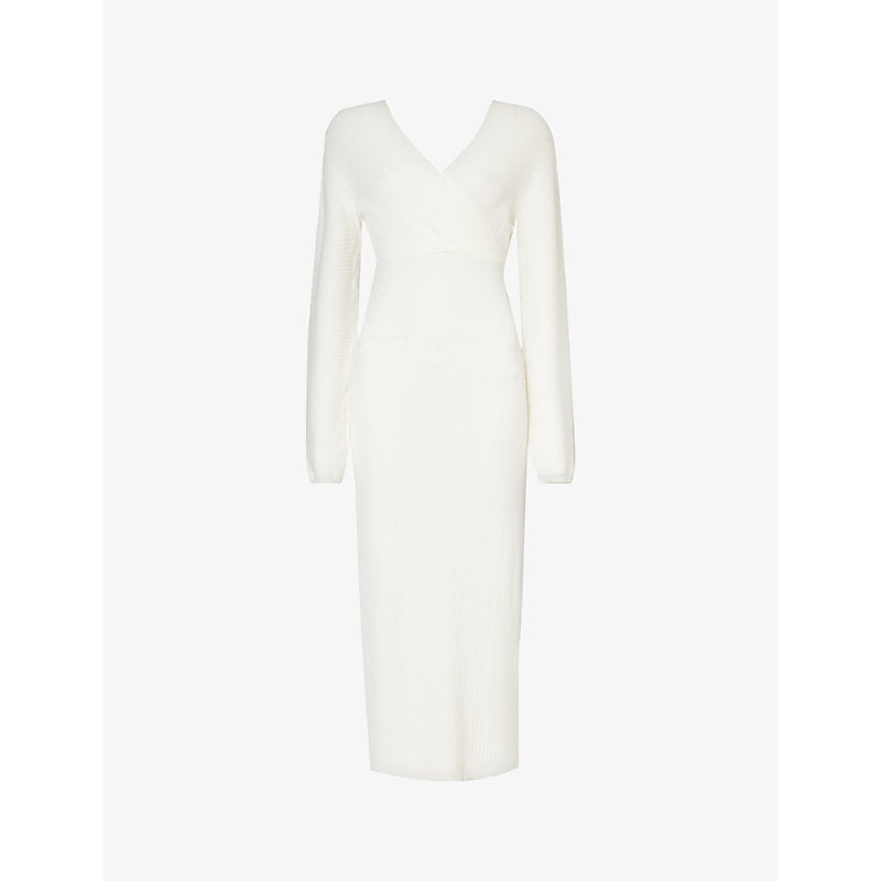 Amy Lynn V-neck rib-knitted midi dress