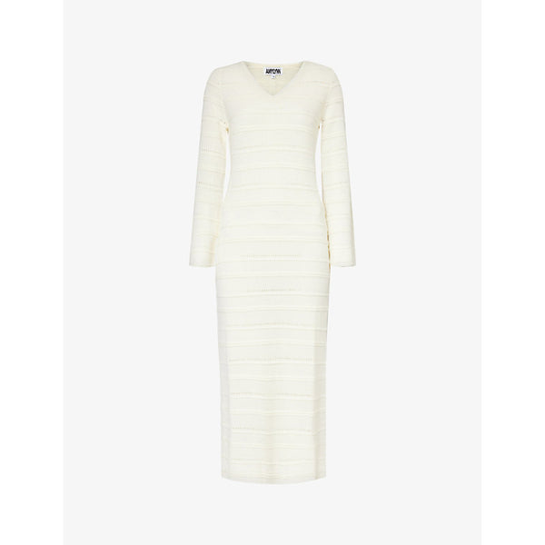 Amy Lynn V-neck semi-sheer knitted midi dress