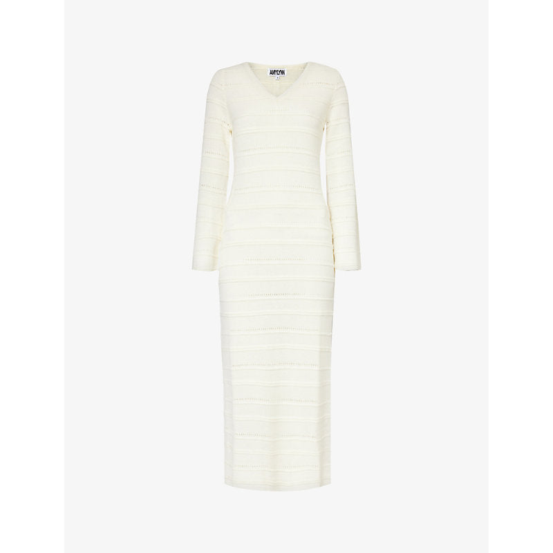 Amy Lynn V-neck semi-sheer knitted midi dress | AMY LYNN