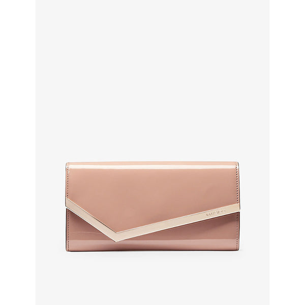 Jimmy Choo Emmie logo-engraved patent-leather clutch