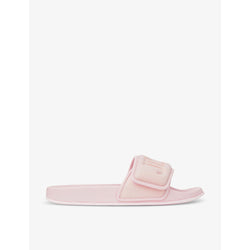 Jimmy Choo Fitz logo-debossed synthetic and leather sliders | Jimmy Choo