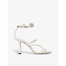 Jimmy Choo Ottilia 90 pearl and crystal-embellished leather heeled sandals