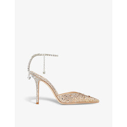 Jimmy Choo Saeda 100 crystal-embellished satin heeled courts