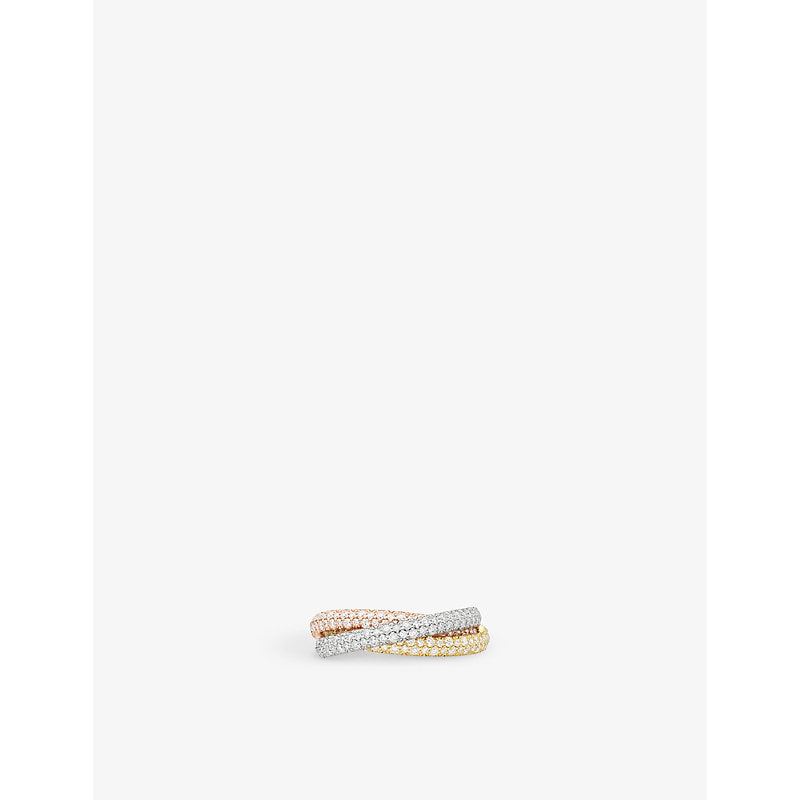 Cartier Trinity 18ct white, rose, yellow-gold and 1.38ct diamond ring