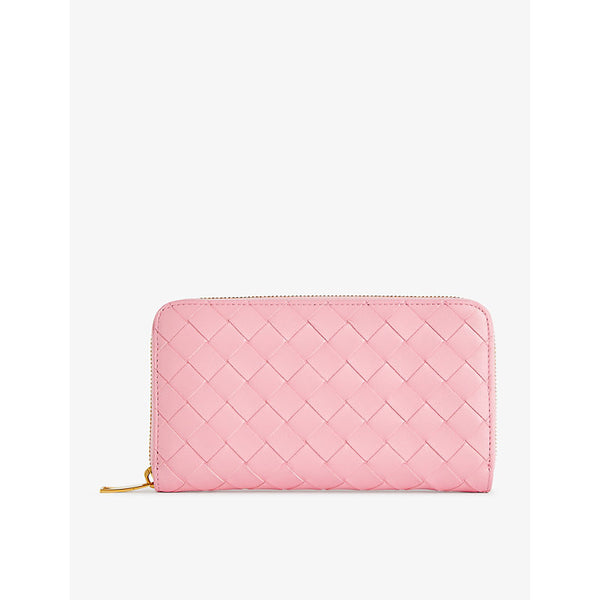  Bottega Veneta Intrecciato zipped leather wallet