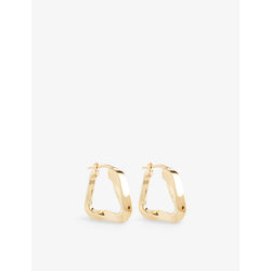  Bottega Veneta Wave triangle 18ct yellow-gold plated silver hoop earrings