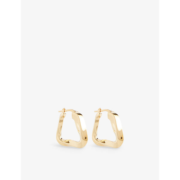  Bottega Veneta Wave triangle 18ct yellow-gold plated silver hoop earrings