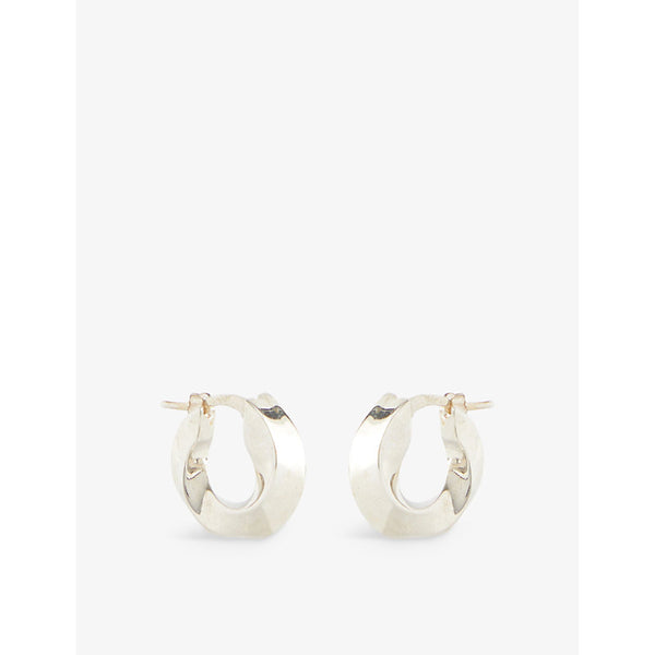  Bottega Veneta Wave triangle silver hoop earrings