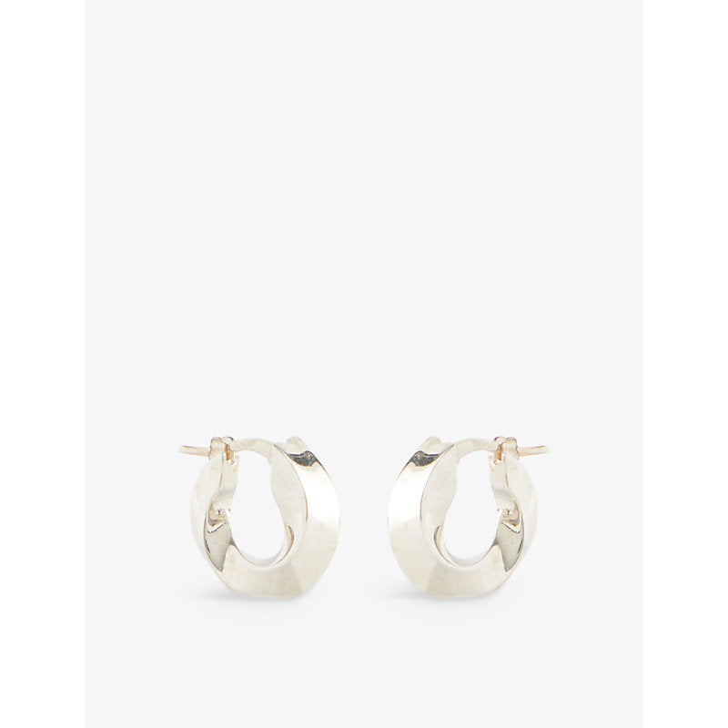  Bottega Veneta Wave triangle silver hoop earrings