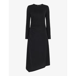 Whistles Ruched modal-blend jersey midi dress