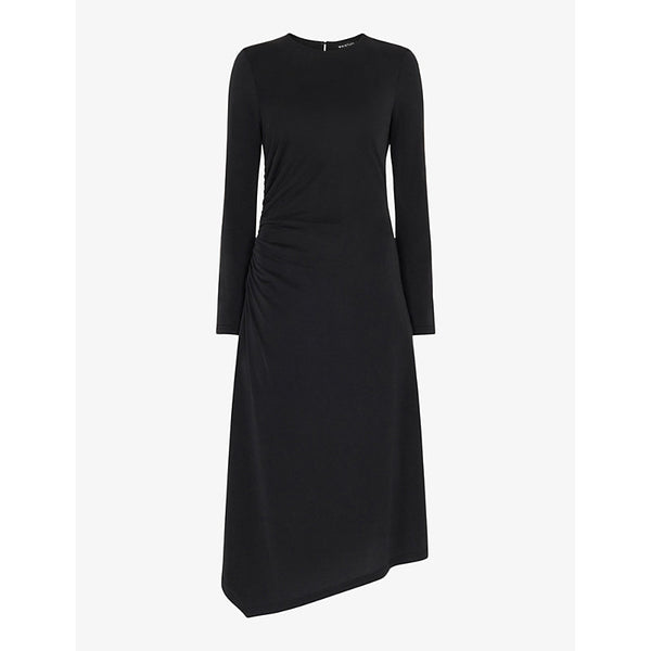 Whistles Ruched modal-blend jersey midi dress