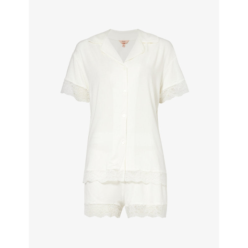  Eberjey Malou lace-trimmed stretch-modal pyjama set