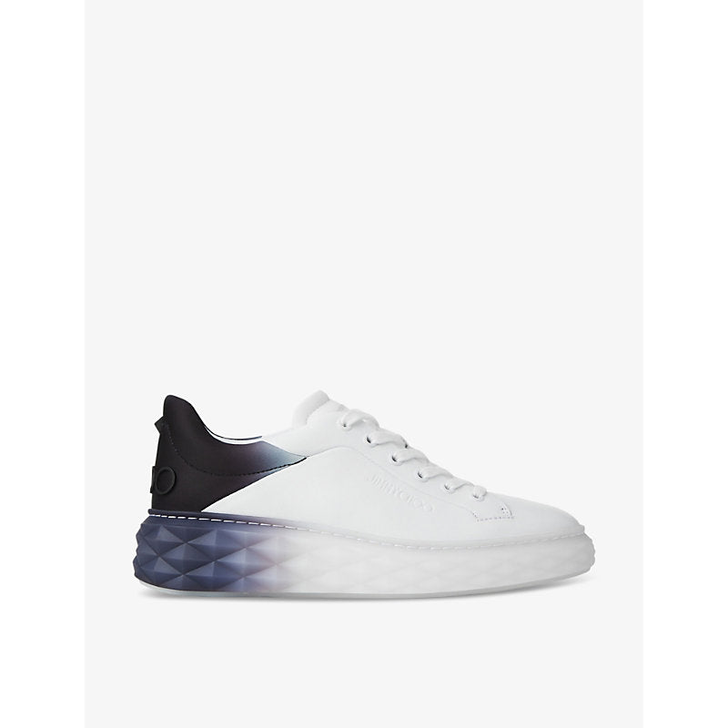 Jimmy Choo Diamond Maxi logo-embossed leather and woven low-top trainers