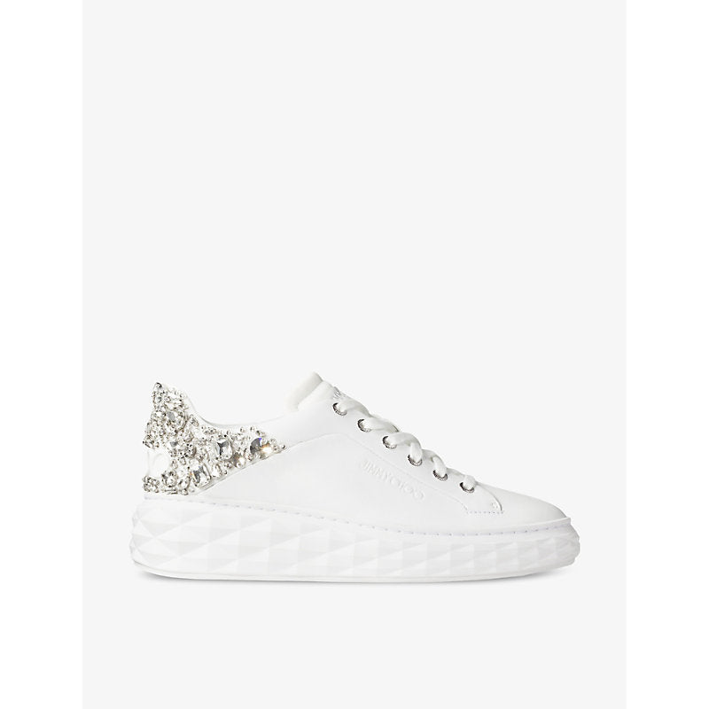 Jimmy Choo Diamond Maxi sequin-embellished leather and woven low-top trainers