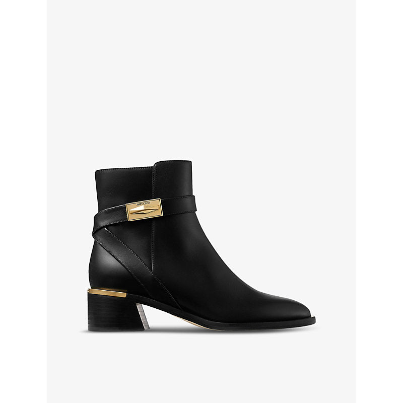 Jimmy Choo Diantha 45 brand-plaque leather heeled ankle boots