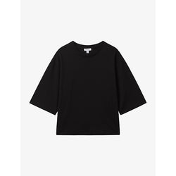  Reiss Cassie cropped oversized cotton T-shirt