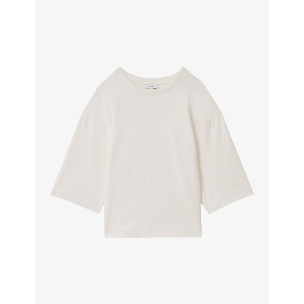  Reiss Cassie cropped oversized cotton T-shirt