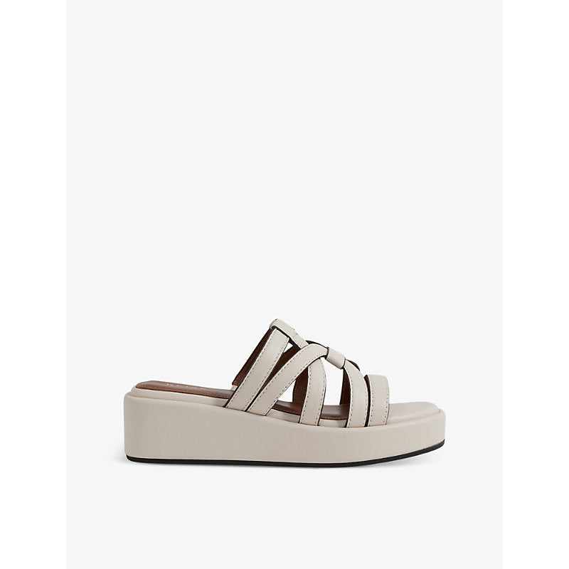 Reiss Naya cross-strap leather platform sandals