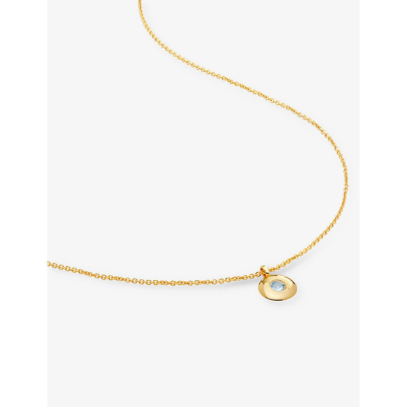 Monica Vinader March birthstone 18ct gold-vermeil and aquamarine necklace