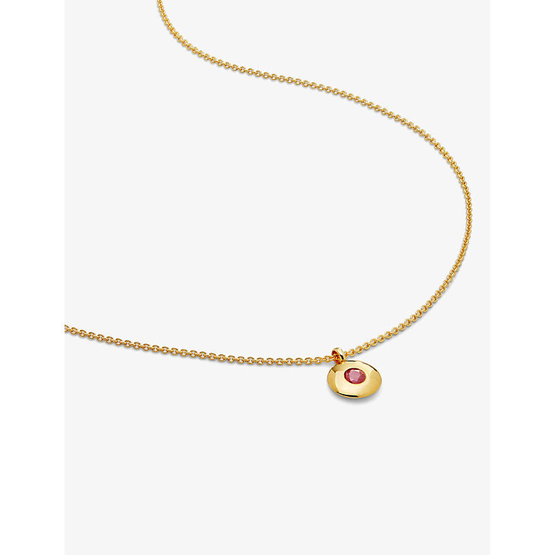 Monica Vinader Birthstone 18ct yellow gold-plated vermeil sterling-silver and ruby pendant necklace