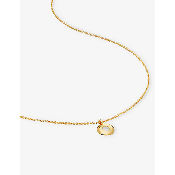 Monica Vinader Birthstone 18ct yellow gold-plated vermeil sterling-silver and moonstone pendant necklace