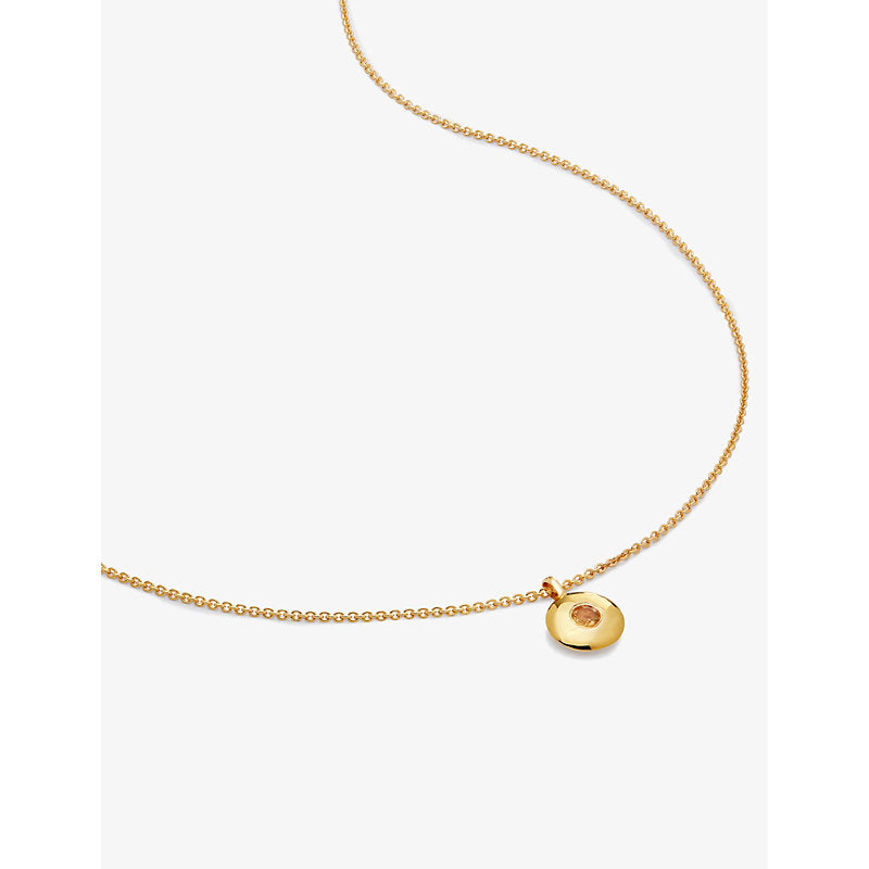 Monica Vinader November birthstone 18ct yellow gold-plated vermeil sterling-silver and citrine pendant necklace