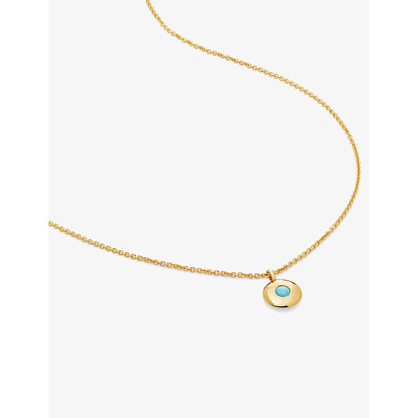 Monica Vinader December birthstone 18ct yellow gold-plated vermeil sterling-silver and turquoise pendant necklace