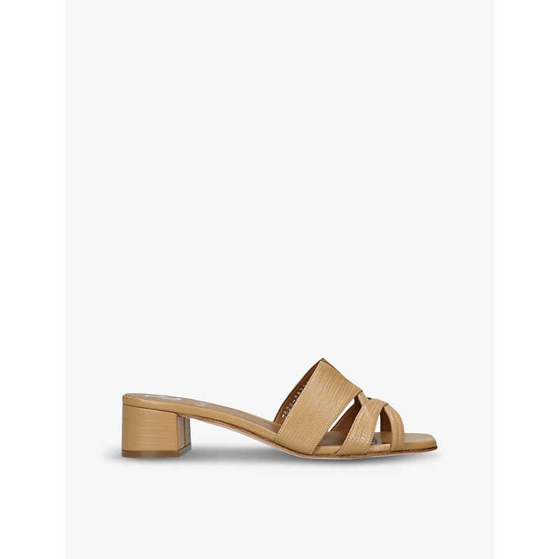 Gina square-toe embossed-leather sandals