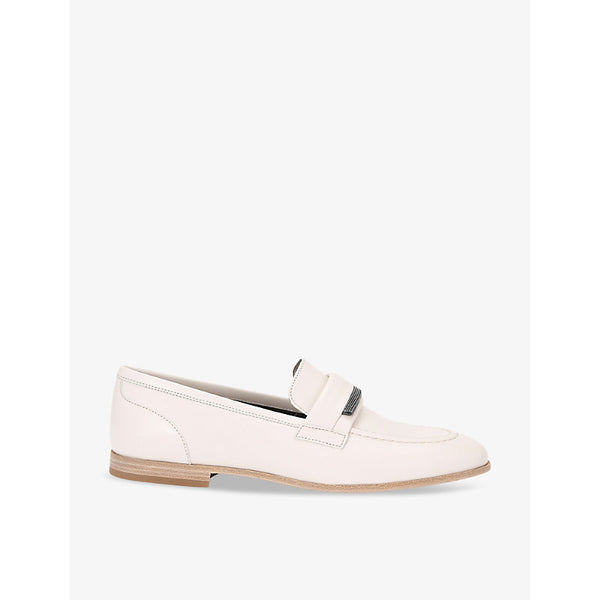 Brunello Cucinelli Penny bead-embellished leather loafers