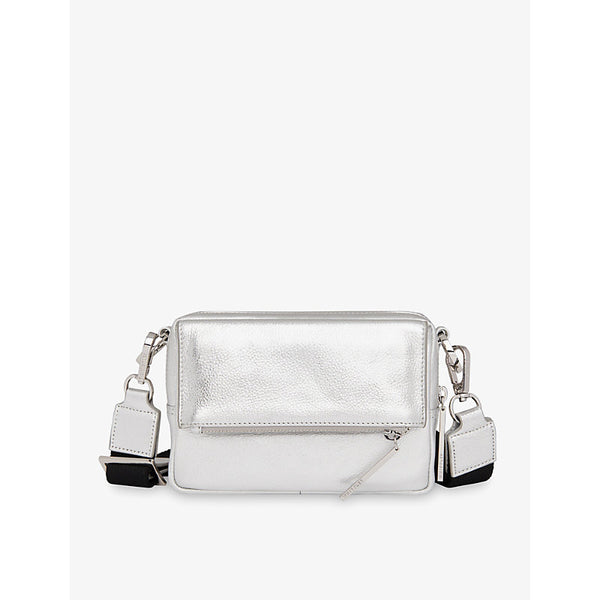 Whistles Bibi zip-pouch metallic leather cross-body bag