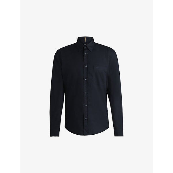  Boss Regular-fit logo-embroidered cotton-twill shirt