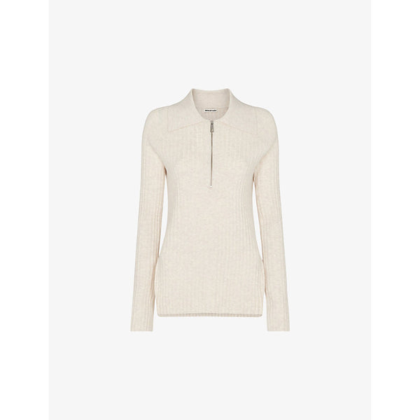 Whistles Polo-collar half-zip cotton and recycled-polyester top